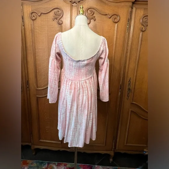 Pink & White Tie Dye Off Shoulder Dress - Picture 7 of 8